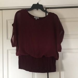 Burgundy short sleeve top size Medium